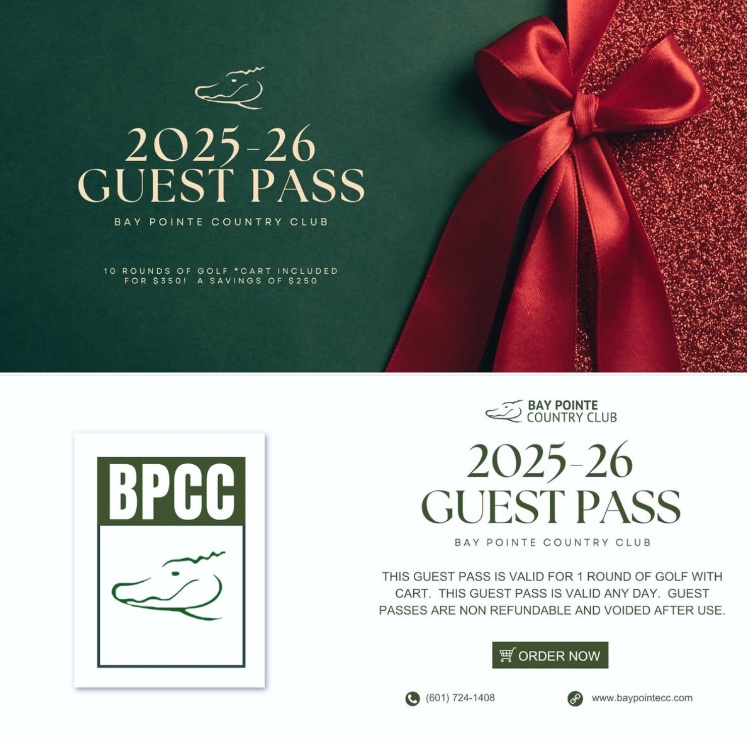 2025-26 Guest Passes: 10 Rounds of Golf | $350